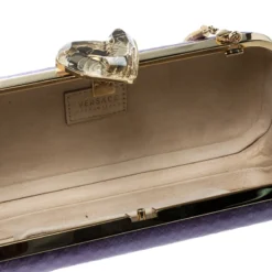 Versace Purple Python Box Clutch For Women -Versace Official Website luxury women versace used handbags p168067 002