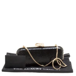 Versace Black Python Box Clutch For Women -Versace Official Website luxury women versace used handbags p168071 002