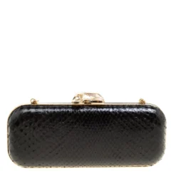 Versace Black Python Box Clutch For Women -Versace Official Website luxury women versace used handbags p168071 007