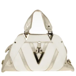 Versace Jumbo White Logo Jacquard Bowler Bag For Women