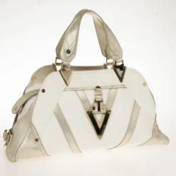 Versace Jumbo White Logo Jacquard Bowler Bag For Women -Versace Official Website luxury women versace used handbags p17049 003