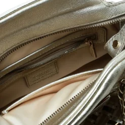 Versace Gold Woven Leather Satchel For Women -Versace Official Website luxury women versace used handbags p170939 005