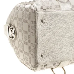Versace Metallic Beige Signature Fabric And Leather Snap Out Of It Satchel For Women -Versace Official Website luxury women versace used handbags p175595 005