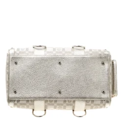 Versace Metallic Beige Signature Fabric And Leather Snap Out Of It Satchel For Women -Versace Official Website luxury women versace used handbags p175595 006