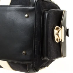 Versace Black Signature Fabric Studded Snap Out Of It Satchel For Women -Versace Official Website luxury women versace used handbags p178262 003