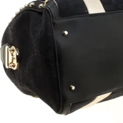 Versace Black Signature Fabric Studded Snap Out Of It Satchel For Women -Versace Official Website luxury women versace used handbags p178262 004