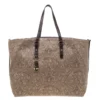 Versace Beige/Brown Barocco Heritage Coated Canvas And Snakeskin Trim Shopper Tote For Women