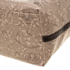 Versace Beige/Brown Barocco Heritage Coated Canvas And Snakeskin Trim Shopper Tote For Women -Versace Official Website luxury women versace used handbags p178575 008