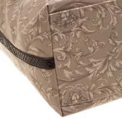 Versace Beige/Brown Barocco Heritage Coated Canvas And Snakeskin Trim Shopper Tote For Women -Versace Official Website luxury women versace used handbags p178575 009