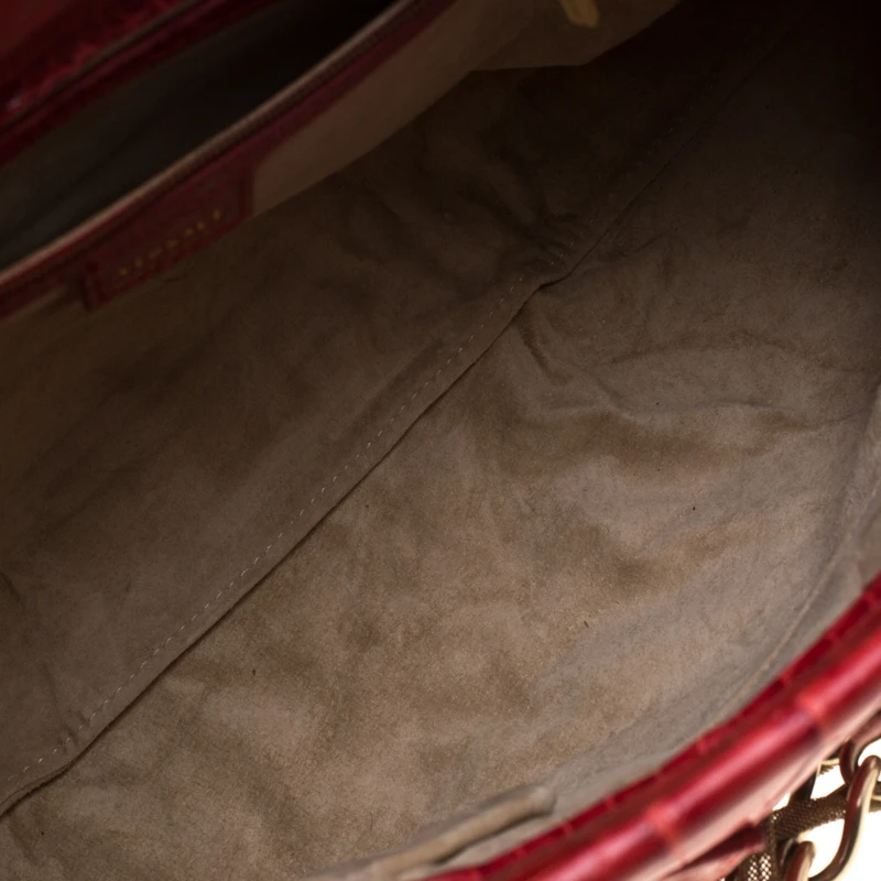 Versace Red Croc Embossed Leather Top Handle Bag For Women 7 Versace Red Croc Embossed Leather Top Handle Bag For Women - Image 7