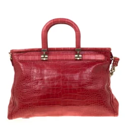 Versace Red Croc Embossed Leather Top Handle Bag For Women 14 Versace Red Croc Embossed Leather Top Handle Bag For Women -Versace Official Website luxury women versace used handbags p178948 004