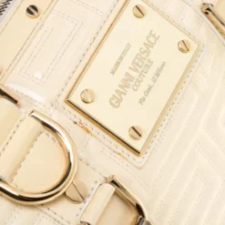 Versace Off White Quilted Patent Leather Small Snap Out Of It Satchel For Women -Versace Official Website luxury women versace used handbags p178956 008