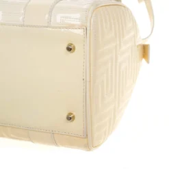 Versace Off White Quilted Patent Leather Small Snap Out Of It Satchel For Women -Versace Official Website luxury women versace used handbags p178956 009