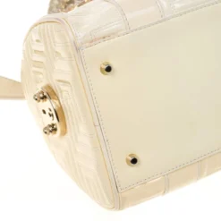 Versace Off White Quilted Patent Leather Small Snap Out Of It Satchel For Women -Versace Official Website luxury women versace used handbags p178956 010