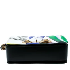 Versace Multicolor Clash Print Icon Leather Shoulder Bag For Women -Versace Official Website luxury women versace used handbags p180541 006