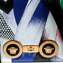 Versace Multicolor Clash Print Icon Leather Shoulder Bag For Women -Versace Official Website luxury women versace used handbags p180541 009