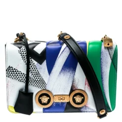 Versace Multicolor Clash Print Icon Leather Shoulder Bag For Women