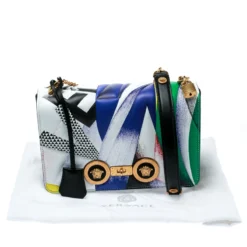 Versace Multicolor Clash Print Icon Leather Shoulder Bag For Women -Versace Official Website luxury women versace used handbags p180541 011