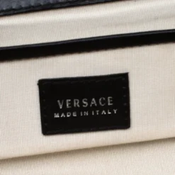 Versace Black Leather Flower Embellished Chain Clutch For Women 18 Versace Black Leather Flower Embellished Chain Clutch For Women -Versace Official Website luxury women versace used handbags p182723 001