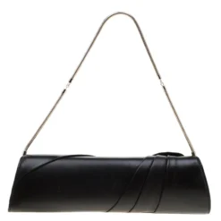 Versace Black Leather Flower Embellished Chain Clutch For Women 14 Versace Black Leather Flower Embellished Chain Clutch For Women -Versace Official Website luxury women versace used handbags p182723 006