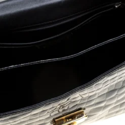 Versace Black Croc Embossed Leather Tote For Women -Versace Official Website luxury women versace used handbags p183869 003