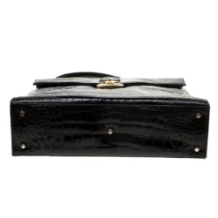 Versace Black Croc Embossed Leather Tote For Women -Versace Official Website luxury women versace used handbags p183869 006
