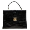 Versace Black Croc Embossed Leather Tote For Women