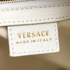 Versace Off White Leather Dome Satchel For Women -Versace Official Website luxury women versace used handbags p184189 002