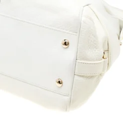 Versace Off White Leather Dome Satchel For Women -Versace Official Website luxury women versace used handbags p184189 004