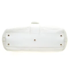 Versace Off White Leather Dome Satchel For Women -Versace Official Website luxury women versace used handbags p184189 006