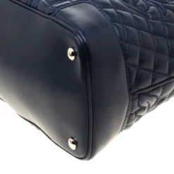 Versace Navy Blue Quilted Leather Athena Vanitas Top Handle Bag For Women -Versace Official Website luxury women versace used handbags p184796 009