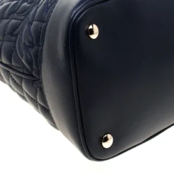 Versace Navy Blue Quilted Leather Athena Vanitas Top Handle Bag For Women -Versace Official Website luxury women versace used handbags p184796 010