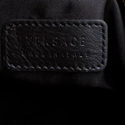 Versace Black Signature Patent Leather Pouch For Women -Versace Official Website luxury women versace used handbags p185390 002