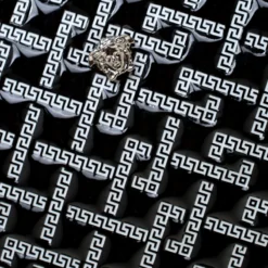 Versace Black Signature Patent Leather Pouch For Women -Versace Official Website luxury women versace used handbags p185390 007