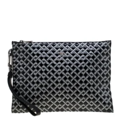 Versace Black Signature Patent Leather Pouch For Women