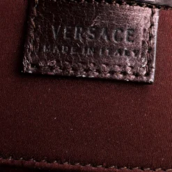 Versace Brown Snake Embossed Leather Madonna Boston Bag For Women -Versace Official Website luxury women versace used handbags p185392 002