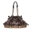 Versace Brown Snake Embossed Leather Madonna Boston Bag For Women