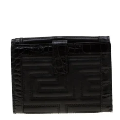 Versace Black Quilted Leather Bifold Wallet For Women -Versace Official Website luxury women versace used handbags p186173 007