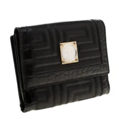 Versace Black Quilted Leather Bifold Wallet For Women -Versace Official Website luxury women versace used handbags p186173 008