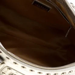 Versace Metallic Silver Leather Madonna Satchel For Women -Versace Official Website luxury women versace used handbags p186372 003