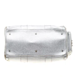 Versace Metallic Silver Leather Madonna Satchel For Women -Versace Official Website luxury women versace used handbags p186372 011