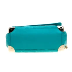 Versace Turquoise Leather Flap Shoulder Bag For Women -Versace Official Website luxury women versace used handbags p186377 011