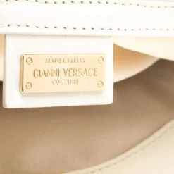 Versace Cream Quilted Patent Leather Snap Out Of It Satchel For Women -Versace Official Website luxury women versace used handbags p186517 002