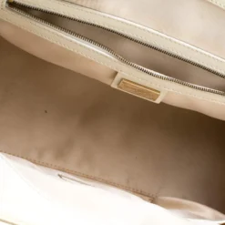 Versace Cream Quilted Patent Leather Snap Out Of It Satchel For Women -Versace Official Website luxury women versace used handbags p186517 003