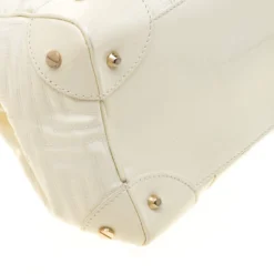 Versace Cream Quilted Patent Leather Snap Out Of It Satchel For Women -Versace Official Website luxury women versace used handbags p186517 010