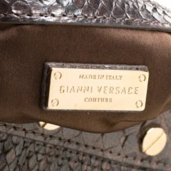 Versace Grey Quilted Python Snap Out Of It Satchel For Women -Versace Official Website luxury women versace used handbags p186591 003