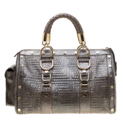 Versace Grey Quilted Python Snap Out Of It Satchel For Women -Versace Official Website luxury women versace used handbags p186591 006