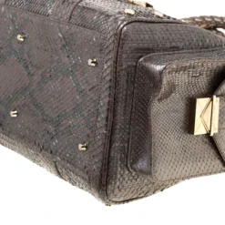 Versace Grey Quilted Python Snap Out Of It Satchel For Women -Versace Official Website luxury women versace used handbags p186591 009