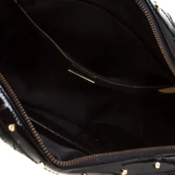 Versace Black Woven Patent Leather Snap Out Of It Satchel For Women -Versace Official Website luxury women versace used handbags p186599 005