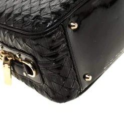 Versace Black Woven Patent Leather Snap Out Of It Satchel For Women -Versace Official Website luxury women versace used handbags p186599 010